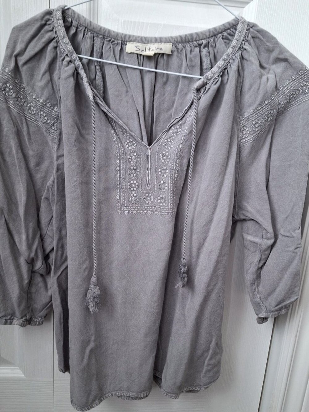 Solitaire Grey Boho Rayon Top